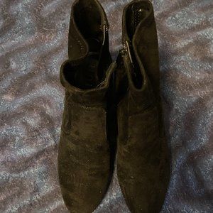 Black suede ankle boots..  Mid heel